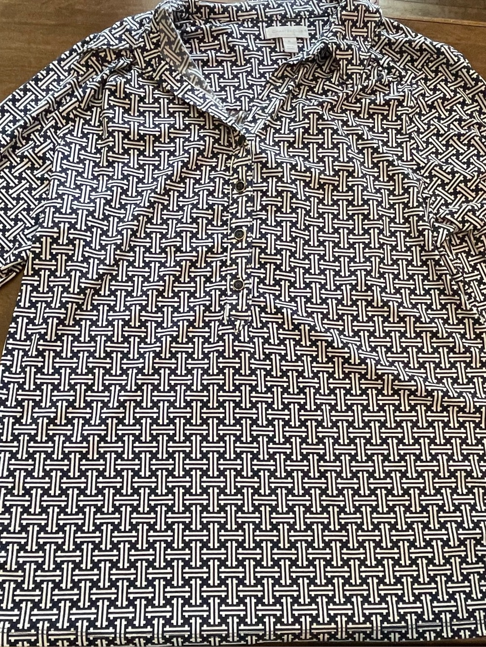 Men's Geometric Print Button-Up Shirt - Black & White. Item # 11664